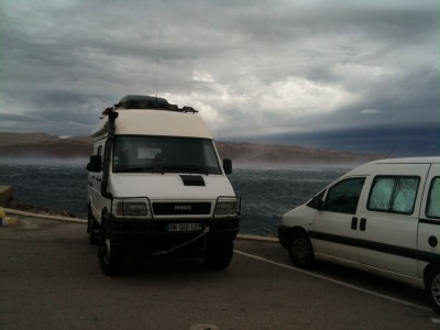 Jour de tempête vers l'ile de Pag (Croatie) 100km/h!